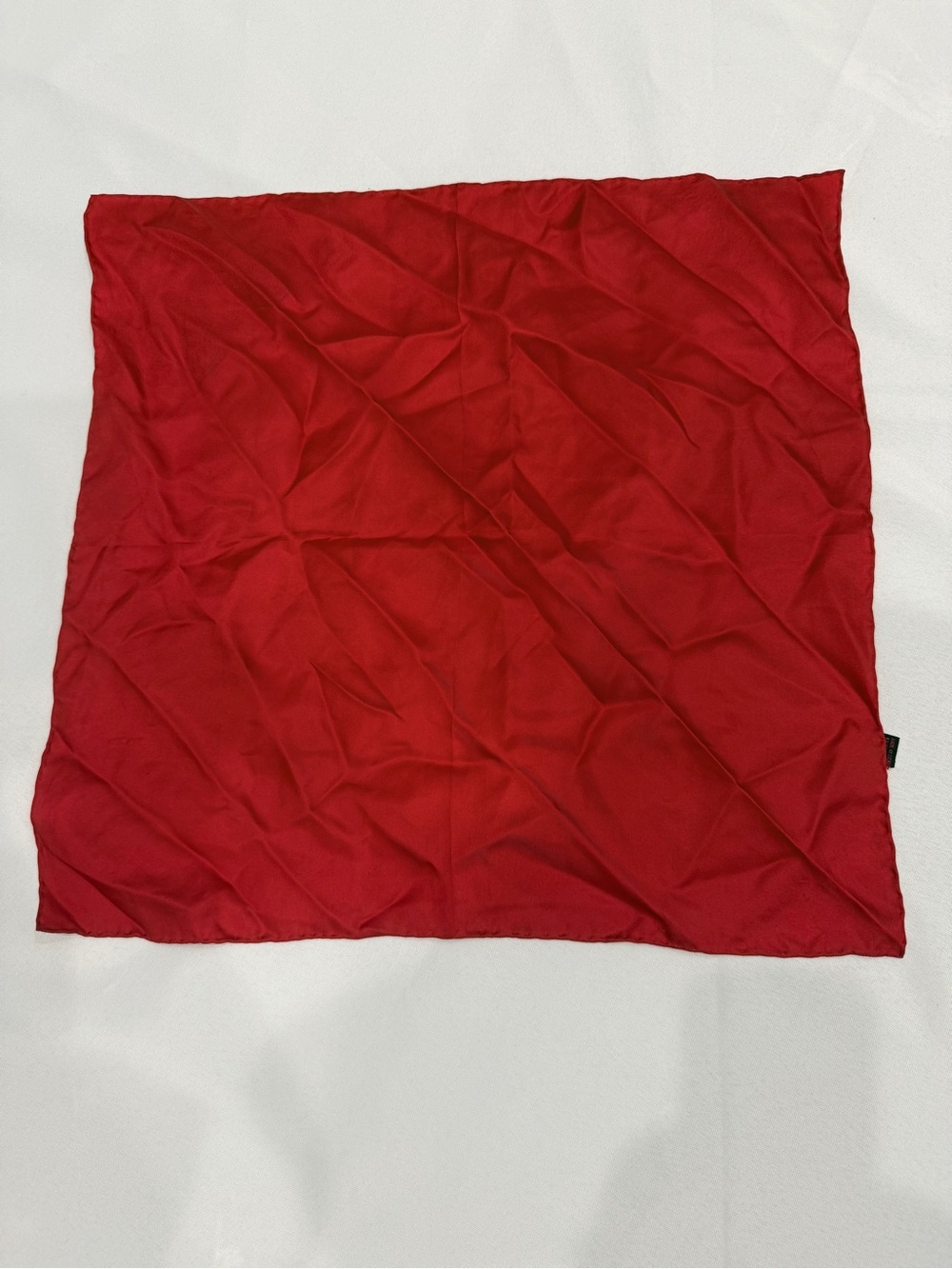 Solid Candy Apple Red Silk Scarf 17” x 16”
